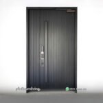 Pintu jati minimalis 2 daun besar kecil asimetris PJ-338 platinumliving furniture jepara