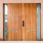 Pintu jati modern minimalis daun ganda 2 jendela PJ-197 platinumliving furniture jepara