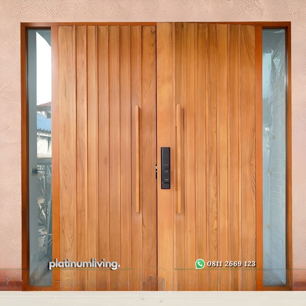 Pintu jati modern minimalis daun ganda 2 jendela PJ-197 platinumliving furniture jepara 1 Pintu jati modern minimalis daun ganda 2 jendela PJ-197 platinumliving furniture jepara 1