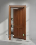 Pintu kamar single kayu jati plus kusen 4 panel solid PJ-368 platinumliving furniture jepara - Gambar 3