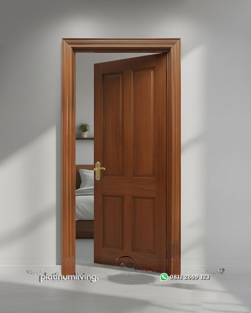 Pintu kamar single kayu jati plus kusen 4 panel solid PJ-368 platinumliving furniture jepara 3 Pintu kamar single kayu jati plus kusen 4 panel solid PJ-368 platinumliving furniture jepara 3