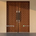 Pintu kayu jati jepara anyaman 2 daun modern klasik PJ-363 platinumliving furniture jepara