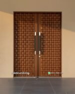 Pintu kayu jati jepara anyaman 2 daun modern klasik PJ-363 platinumliving furniture jepara