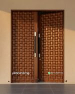 Pintu kayu jati jepara anyaman 2 daun modern klasik PJ-363 platinumliving furniture jepara - Gambar 3