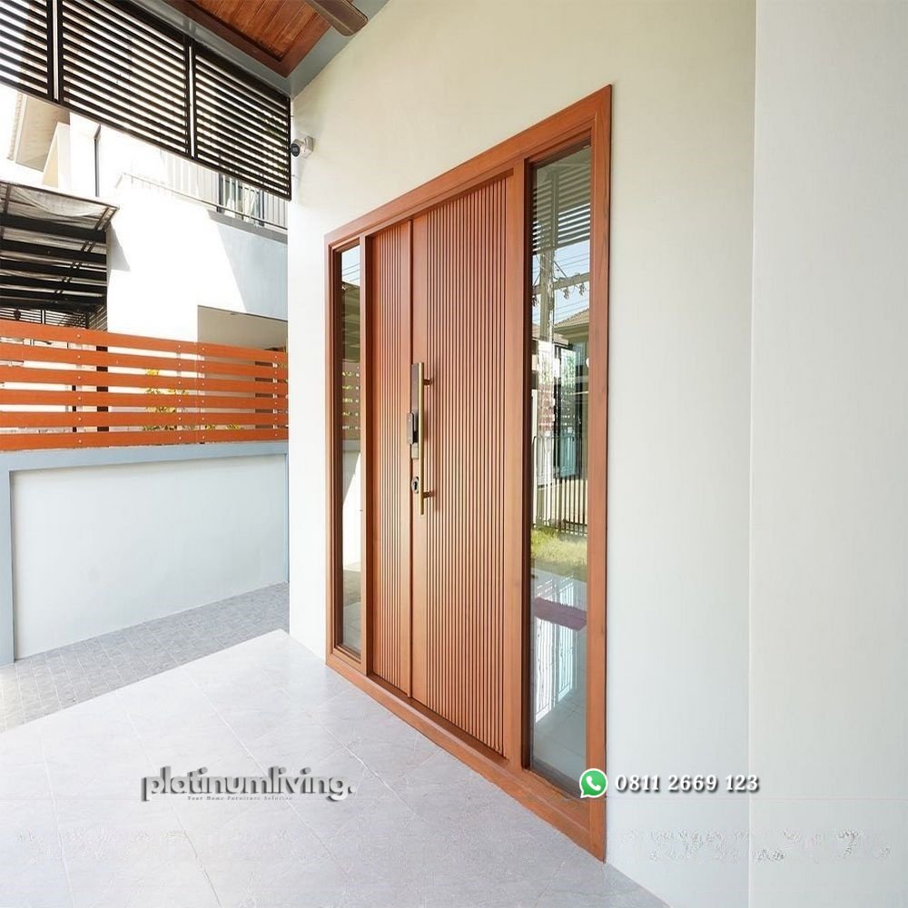 Pintu kayu jati minimalis daun ganda besar kecil 2 jendela PJ-198 platinumliving furniture jepara 3 Pintu kayu jati minimalis daun ganda besar kecil 2 jendela PJ-198 platinumliving furniture jepara 3
