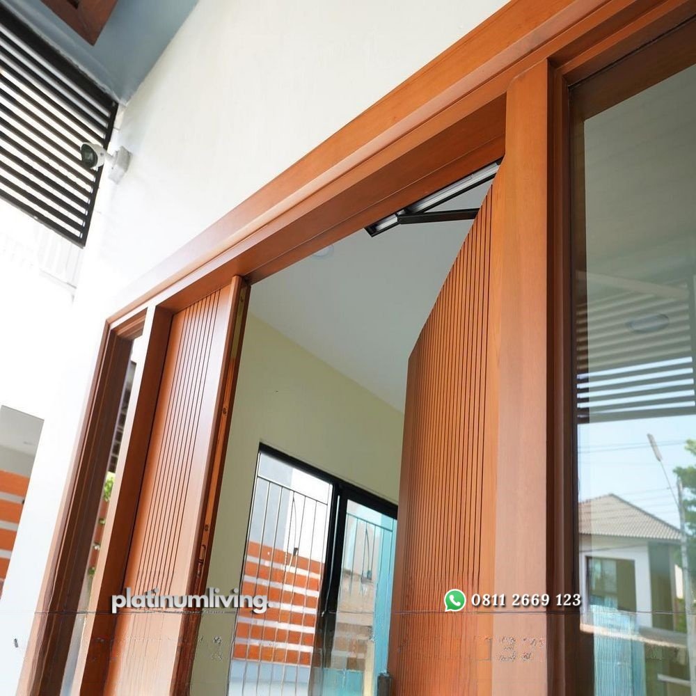 Pintu kayu jati minimalis daun ganda besar kecil 2 jendela PJ-198 platinumliving furniture jepara 4 Pintu kayu jati minimalis daun ganda besar kecil 2 jendela PJ-198 platinumliving furniture jepara 4
