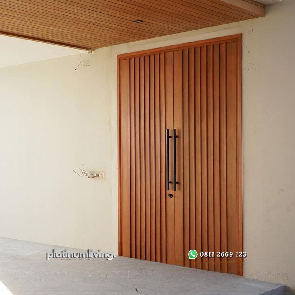 Pintu kayu jati minimalis modern 2 daun salur timbul PJ-319 platinumliving furniture jepara 2 Pintu kayu jati minimalis modern 2 daun salur timbul PJ-319 platinumliving furniture jepara 2