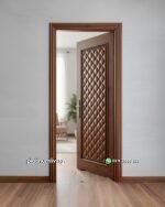 Pintu kayu jati single panel diamond lis timbul PJ-370 platinumliving furniture jepara - Gambar 3