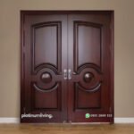 Pintu kupu tarung jati panel bulat brown dof PJ-225 platinumliving furniture jepara