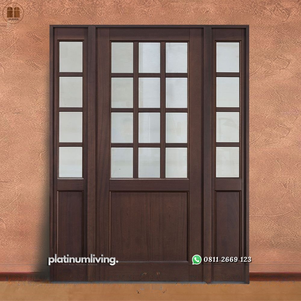 Pintu minimalis 2 jendela 1 daun jati panel kaca PJ-242 platinumliving furniture jepara 1 Pintu minimalis 2 jendela 1 daun jati panel kaca PJ-242 platinumliving furniture jepara 1