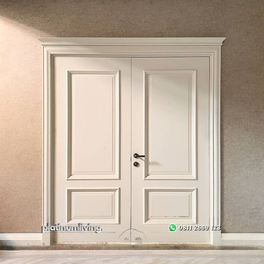 Cat Duco atau Finishing Natural untuk Pintu Jati, Mana yang Lebih Tepat 2 Pintu rumah 2 daun klasik cat duco putih PJ-163 platinumliving furniture jepara