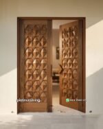 Pintu rumah daun ganda kayu jati jepara panel diamond PJ-366 platinumliving furniture jepara - Gambar 2
