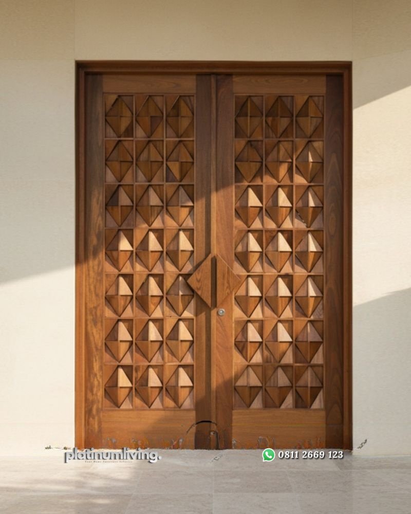 Pintu rumah daun ganda kayu jati jepara panel diamond PJ-366 platinumliving furniture jepara 1 Pintu rumah daun ganda kayu jati jepara panel diamond PJ-366 platinumliving furniture jepara 1