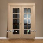 Pintu rumah klasik 2 daun panel kaca finishing duco PJ-152 platinumliving furniture jepara