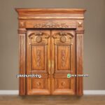 Pintu rumah kupu tarung ukir klasik double kayu jati PJ-132 platinumliving furniture jepara