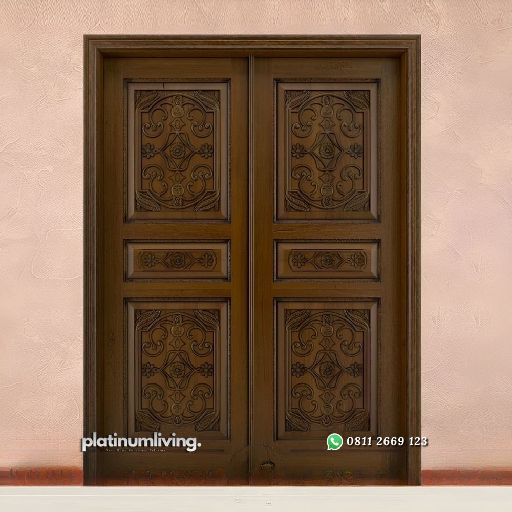 Pintu rumah ukir jepara kayu jati klasik kolonial 2 daun PJ-189 platinumliving furniture jepara 1 Pintu rumah ukir jepara kayu jati klasik kolonial 2 daun PJ-189 platinumliving furniture jepara 1