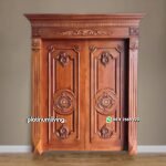 Pintu rumah ukir kayu jati jepara daun ganda PJ-309 platinumliving furniture jepara