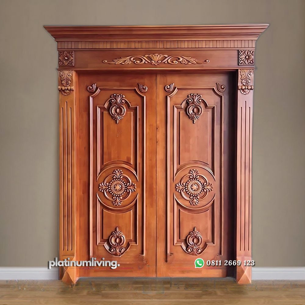 Pintu rumah ukir kayu jati jepara daun ganda PJ-309 platinumliving furniture jepara 1 Pintu rumah ukir kayu jati jepara daun ganda PJ-309 platinumliving furniture jepara 1