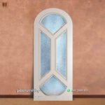 Pintu single cat duco putih lengkung panel kaca PJ-255 platinumliving furniture jepara