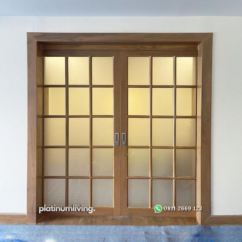 Pintu sliding 2 daun jati minimalis japan style PJ-28 platinumliving furniture jepara 1 Pintu sliding 2 daun jati minimalis japan style PJ-28 platinumliving furniture jepara 1