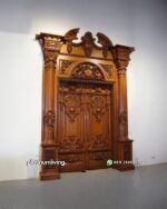 Pintu ukir 2 daun klasik mewah Kayu jati jepara PJ-355 platinumliving furniture jepara - Gambar 2