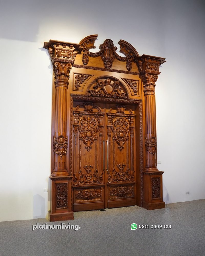 Pintu ukir 2 daun klasik mewah Kayu jati jepara PJ-355 platinumliving furniture jepara 2 Pintu ukir 2 daun klasik mewah Kayu jati jepara PJ-355 platinumliving furniture jepara 2