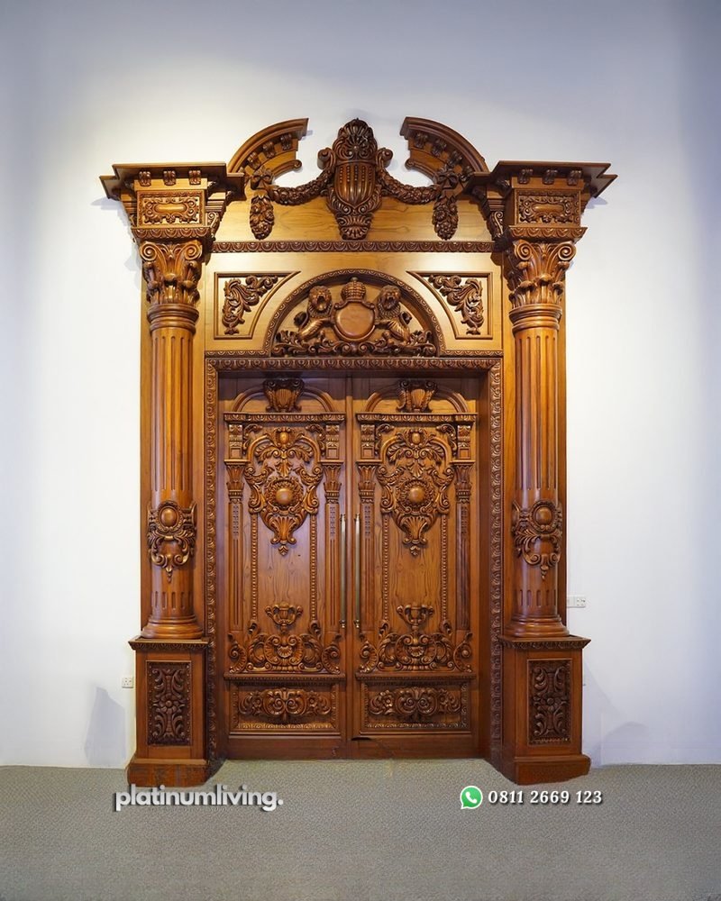 Pintu ukir 2 daun klasik mewah Kayu jati jepara PJ-355 platinumliving furniture jepara 1 Pintu ukir 2 daun klasik mewah Kayu jati jepara PJ-355 platinumliving furniture jepara 1