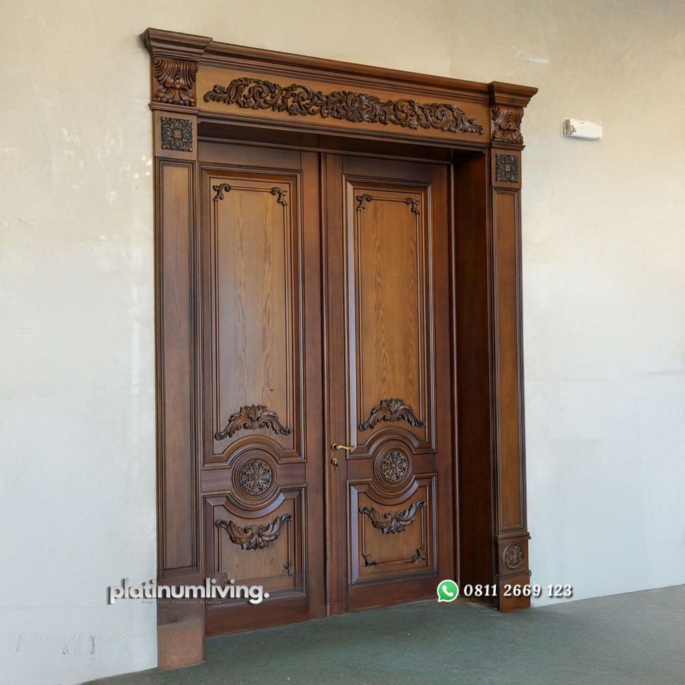 Pintu ukir jepara 2 daun klasik mewah jati PJ-345 platinumliving furniture jepara 2 Pintu ukir jepara 2 daun klasik mewah jati PJ-345 platinumliving furniture jepara 2