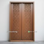 Pintu ukir Kayu jati 2 daun motif Lung-lungan PJ-377 platinumliving furniture jepara
