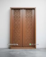 Pintu ukir Kayu jati 2 daun motif Lung-lungan PJ-377 platinumliving furniture jepara