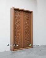 Pintu ukir Kayu jati 2 daun motif Lung-lungan PJ-377 platinumliving furniture jepara - Gambar 2