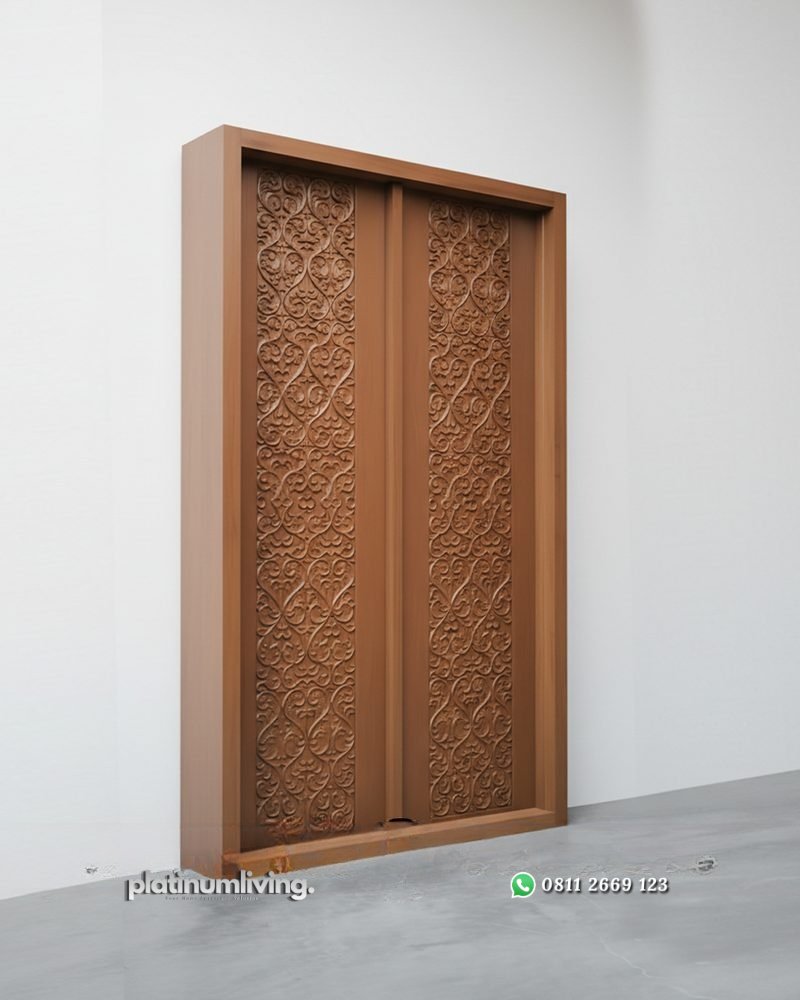 Pintu ukir Kayu jati 2 daun motif Lung-lungan PJ-377 platinumliving furniture jepara 2 Pintu ukir Kayu jati 2 daun motif Lung-lungan PJ-377 platinumliving furniture jepara 2