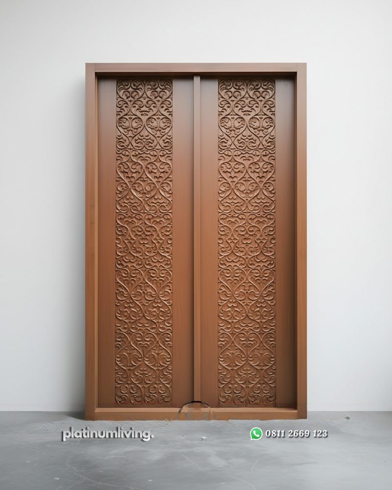 Pintu ukir Kayu jati 2 daun motif Lung-lungan PJ-377 platinumliving furniture jepara 1 Pintu ukir Kayu jati 2 daun motif Lung-lungan PJ-377 platinumliving furniture jepara 1