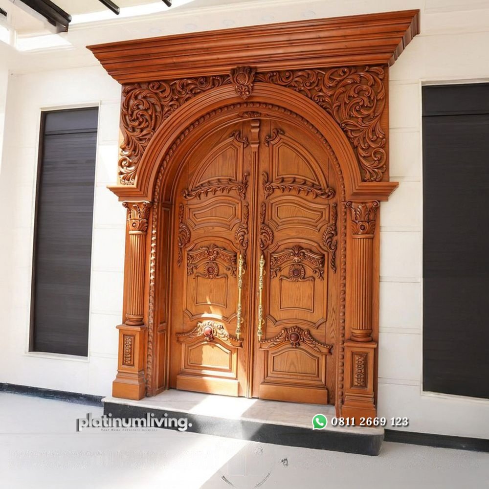pintu ukir mewah 2 daun lengkung kayu jati PJ-341 platinumliving furniture jepara 2 pintu ukir mewah 2 daun lengkung kayu jati PJ-341 platinumliving furniture jepara 2