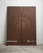 Pintu ukir modern kayu jati CNC cakra 2 daun PJ-371 platinumliving furniture jepara