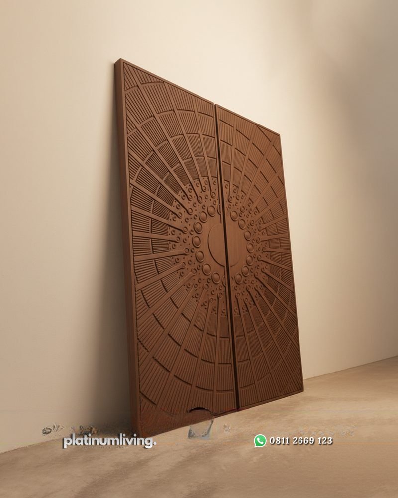 Pintu ukir modern kayu jati CNC cakra 2 daun PJ-371 platinumliving furniture jepara 2 Pintu ukir modern kayu jati CNC cakra 2 daun PJ-371 platinumliving furniture jepara 2