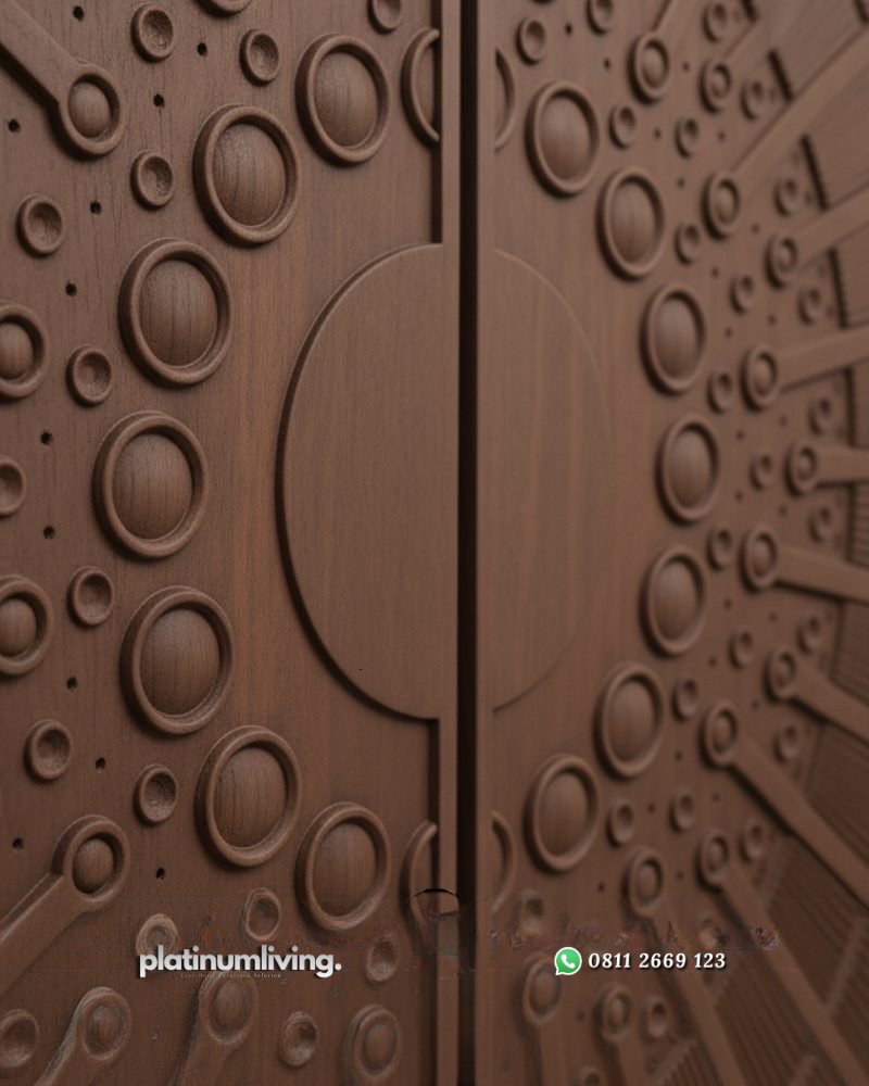 Pintu ukir modern kayu jati CNC cakra 2 daun PJ-371 platinumliving furniture jepara 4 Pintu ukir modern kayu jati CNC cakra 2 daun PJ-371 platinumliving furniture jepara 4