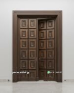 Pintu utama daun double panel square cekung jati PJ-365 platinumliving furniture jepara - Gambar 2