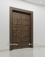 Pintu utama daun double panel square cekung jati PJ-365 platinumliving furniture jepara - Gambar 3