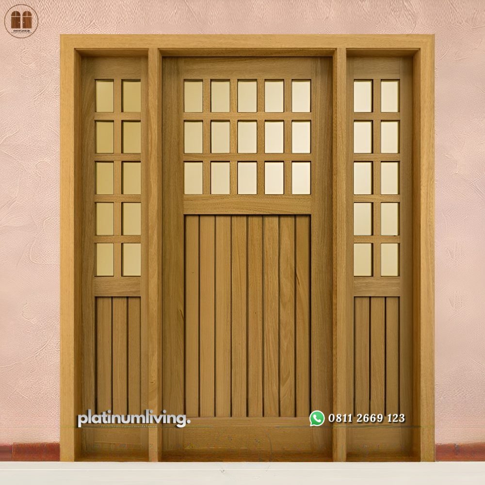 Pintu utama jati japandi style single 2 jendela PJ-270 platinumliving furniture jepara 1 Pintu utama jati japandi style single 2 jendela PJ-270 platinumliving furniture jepara 1