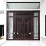 Pintu utama jati minimalis double jendela kanan kiri atas PJ-320 platinumliving furniture jepara