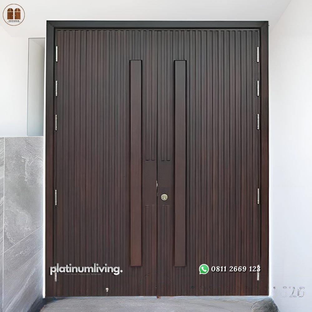Pintu utama minimalis 2 daun kayu jati dark doff PJ-265 platinumliving furniture jepara 1 Pintu utama minimalis 2 daun kayu jati dark doff PJ-265 platinumliving furniture jepara 1
