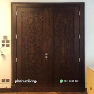 pintu utama ukir jepara kayu jati 2 daun pj 001 platinumliving furniture jepara