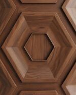 Daun pintu ganda panel heksagon kayu jati PJ-386 - Gambar 3