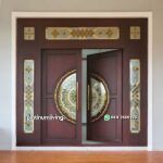 Pintu depan rumah jati klasik 2 daun jendela ganda PJ-176 platinumliving furniture jepara