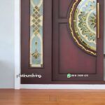 Pintu depan rumah jati klasik 2 daun jendela ganda PJ-176 platinumliving furniture jepara - Gambar 2