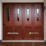 Pintu garasi minimalis kayu jati jepara lipat sliding PJ-74 platinumliving furniture jepara