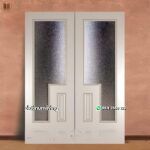 Pintu 2 daun moden klasik cat putih plus kaca PJ-253 platinumliving furniture jepara