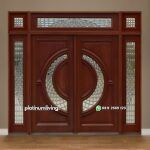 Pintu rumah daun double kayu jati 2 jendela PJ-141 platinumliving furniture jepara