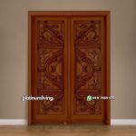 Kusen pintu utama ukir jepara daun ganda kayu jati PJ-232 platinumliving furniture jepara
